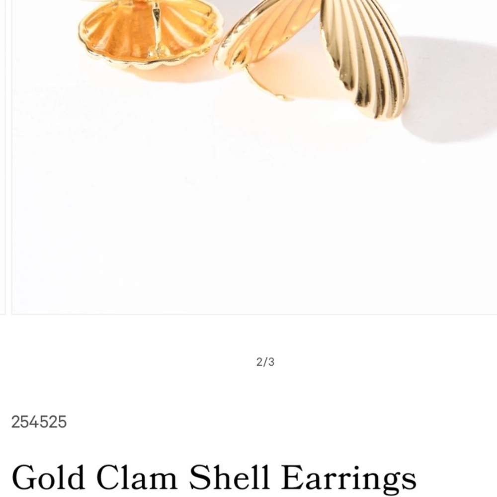 Free People Unique Vintage Gold Clam Shell Earrings OS - Picture 7 of 9